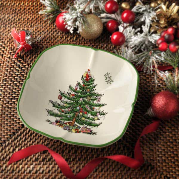 Portmeirion Spode Christmas Tree Sculpted Square Dish