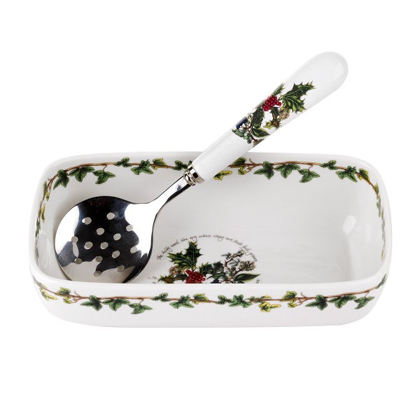 portmeirion The Holly and the Ivy Cranberry Dish & Spoon