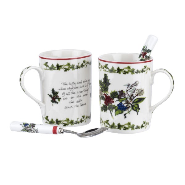 portmeirion The Holly and The Ivy Gift Set of 2 Mugs and Spoons