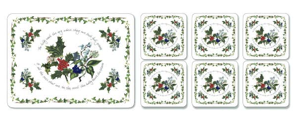 portmeirion The Holly and the Ivy Placemat & Free Coaster Set