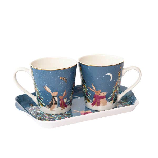 portmeirion Woodland Tales Mug & Tray Set French Blue
