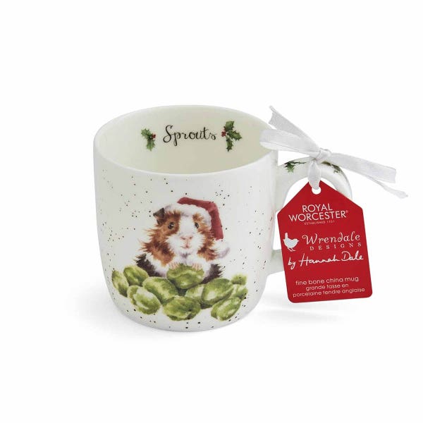 portmeirion Wrendale Christmas Sprouts Guinea Pig Mug