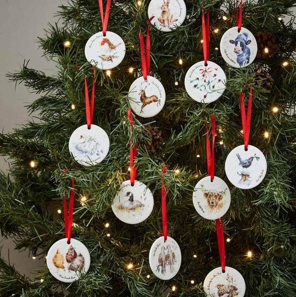 Portmeirion Wrendale Designs 12 Christmas Decorations