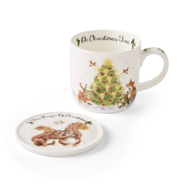 portmeirion Wrendale Designs Christmas Tree Mug & Coaster