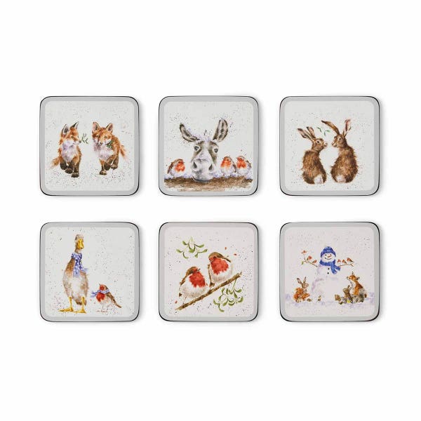 Portmeirion Wrendale Designs Set Of 6 Christmas Coasters