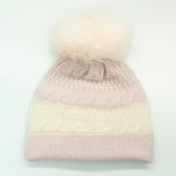 portolano BABY CASHMERE CABLE HAT WITH POM