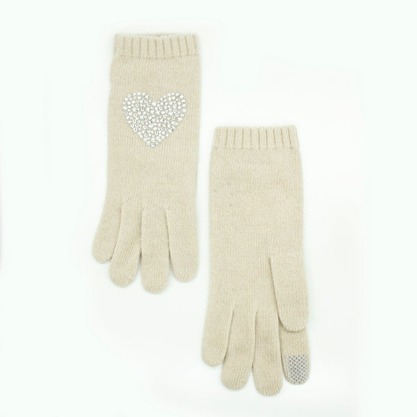 Portolano CASHMERE GLOVES WITH CRYSTAL STONES