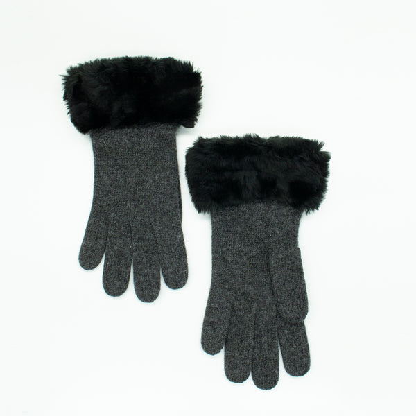 Portolano CASHMERE GLOVES WITH FUR TRIM