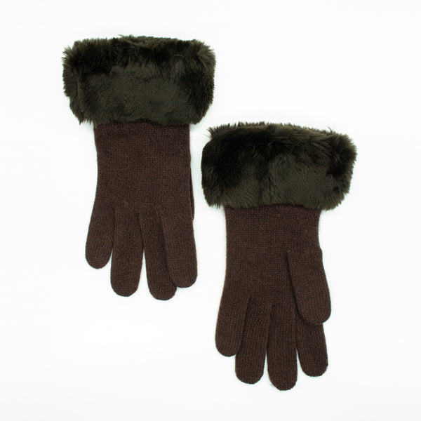 Portolano CASHMERE GLOVES WITH FUR TRIM