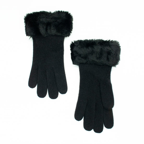 portolano CASHMERE GLOVES WITH FUR TRIM
