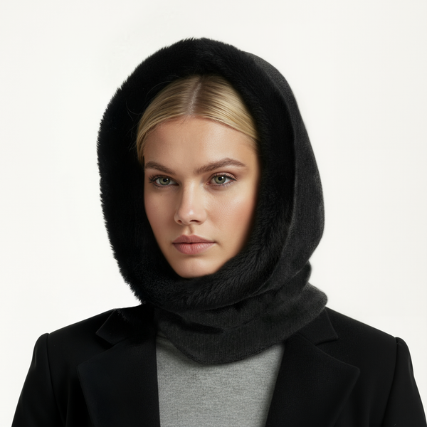 portolano CASHMERE HOOD WITH FUR