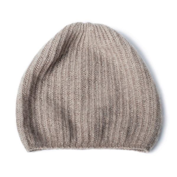 Portolano CASHMERE SLOUCHY RIBBED HAT
