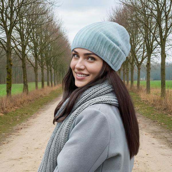 portolano CASHMERE SLOUCHY RIBBED HAT