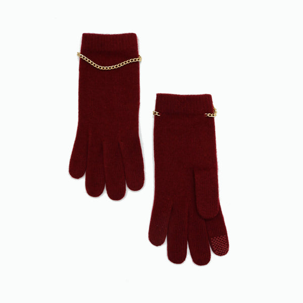 Portolano CASHMERE TECH GLOVES WITH CHAIN