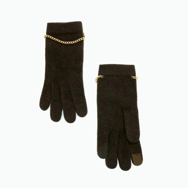 portolano CASHMERE TECH GLOVES WITH CHAIN