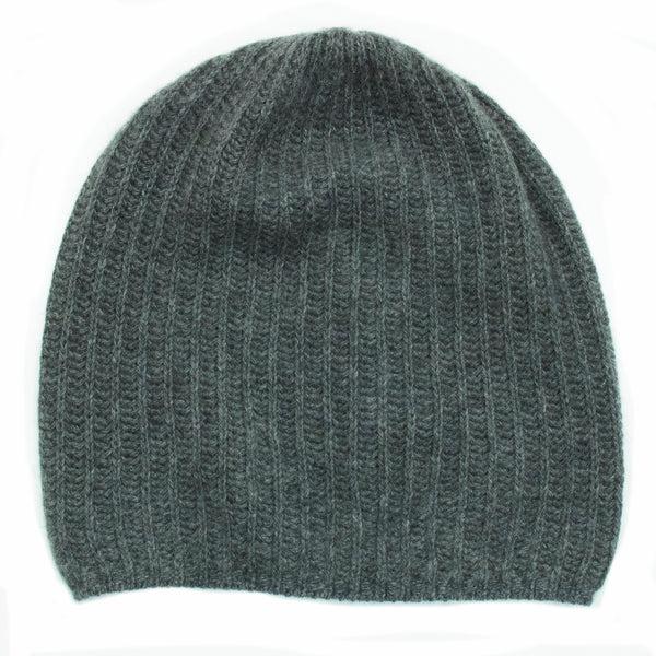 Portolano MEN'S CASHMERE SLOUCHY RIBBED HAT