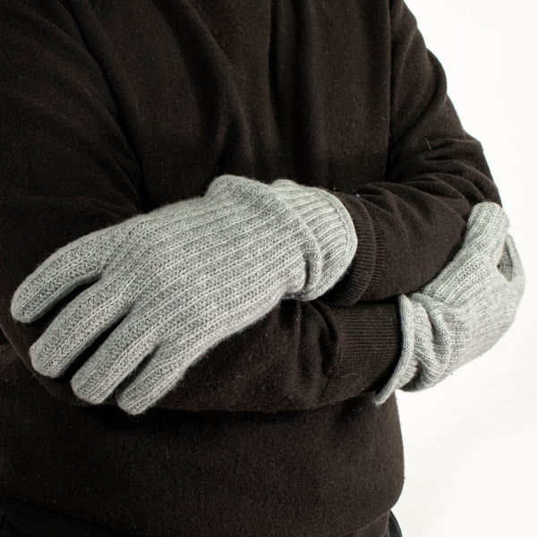 portolano MEN'S RIBBED CASHMERE GLOVES
