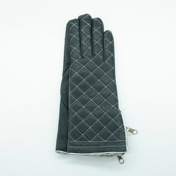 Portolano QUILTED LEATHER GLOVES WITH ZIPPER