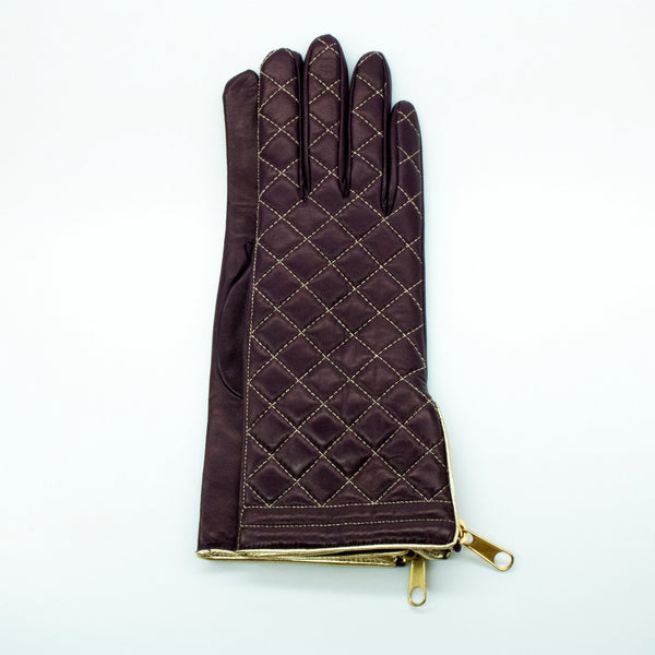 portolano QUILTED LEATHER GLOVES WITH ZIPPER