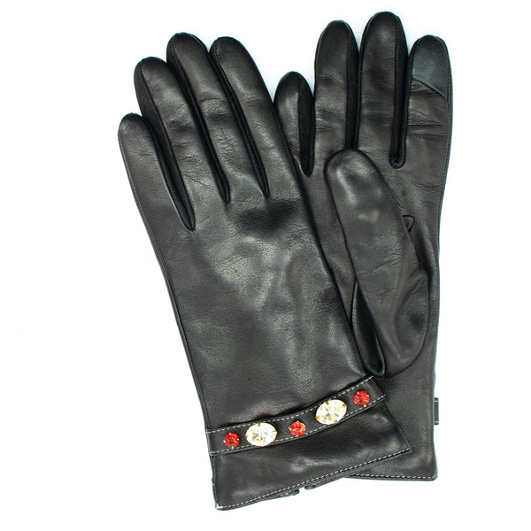 Portolano TECH LEATHER GLOVES WITH STONES