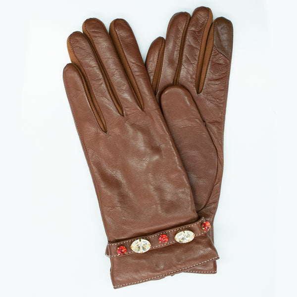 portolano TECH LEATHER GLOVES WITH STONES