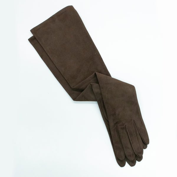portolano SUEDE OPERA LENGTH LEATHER GLOVES (19")- FLINT
