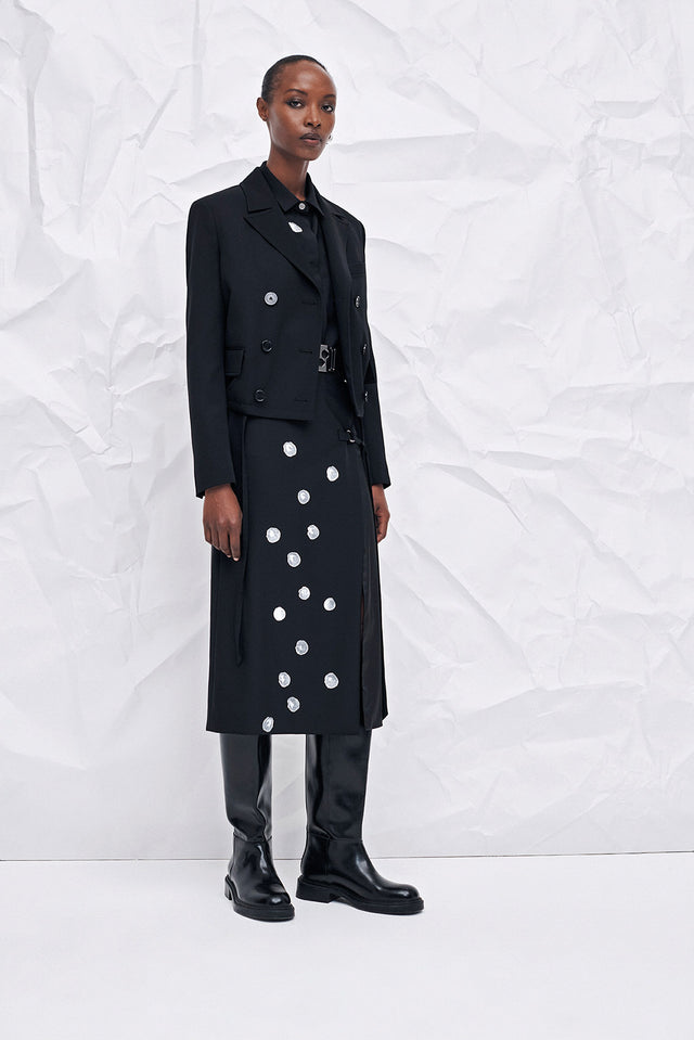 Ports 1961 ALPINE ICE CUBE PRINT PENCIL SKIRT 999-Black
