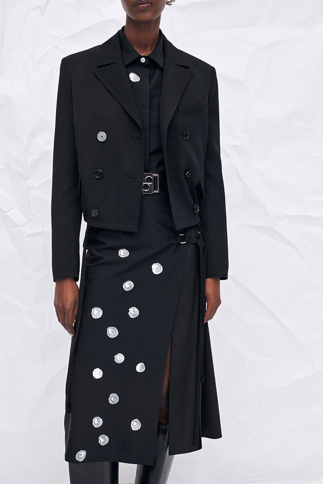 Ports 1961 ALPINE ICE CUBE PRINT PENCIL SKIRT 999-Black
