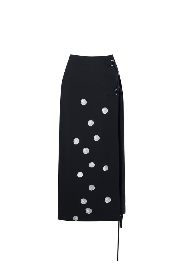 ports 1961 ALPINE ICE CUBE PRINT PENCIL SKIRT 999-Black