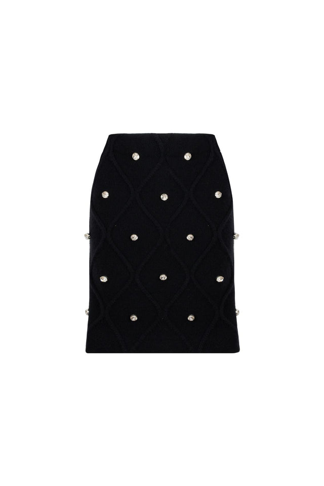 ports 1961 Alpine-Inspired Crystal Knitwear Skirt 999-Black