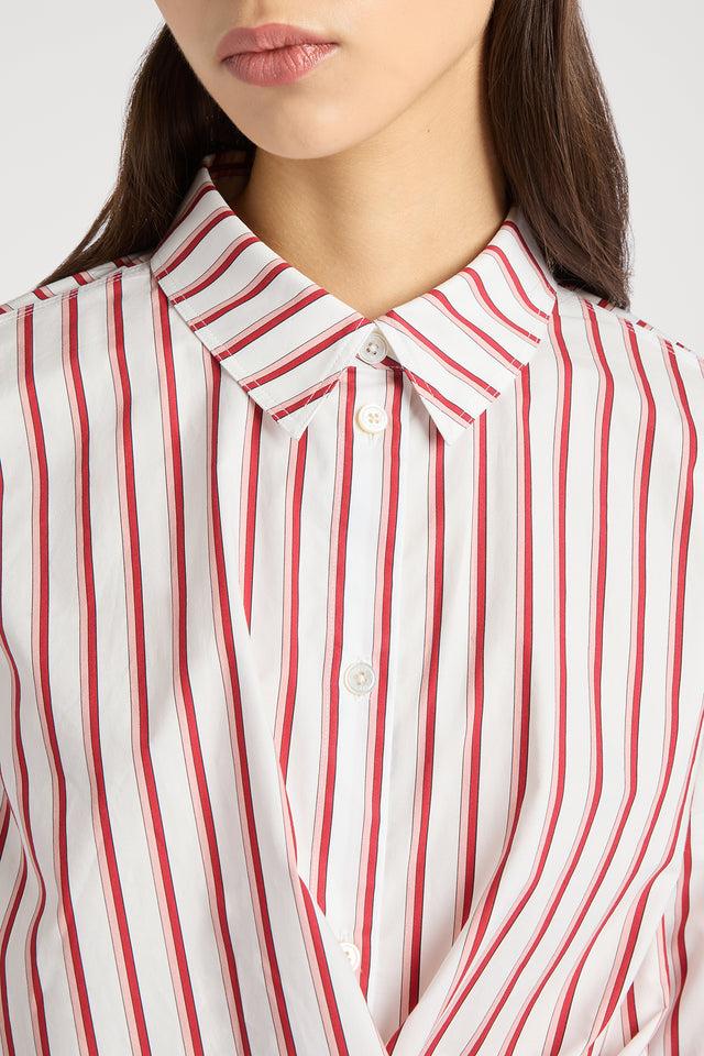 Ports 1961 AMALFI COAST RED STRIPE SHIRT S17-WHITE+PINK