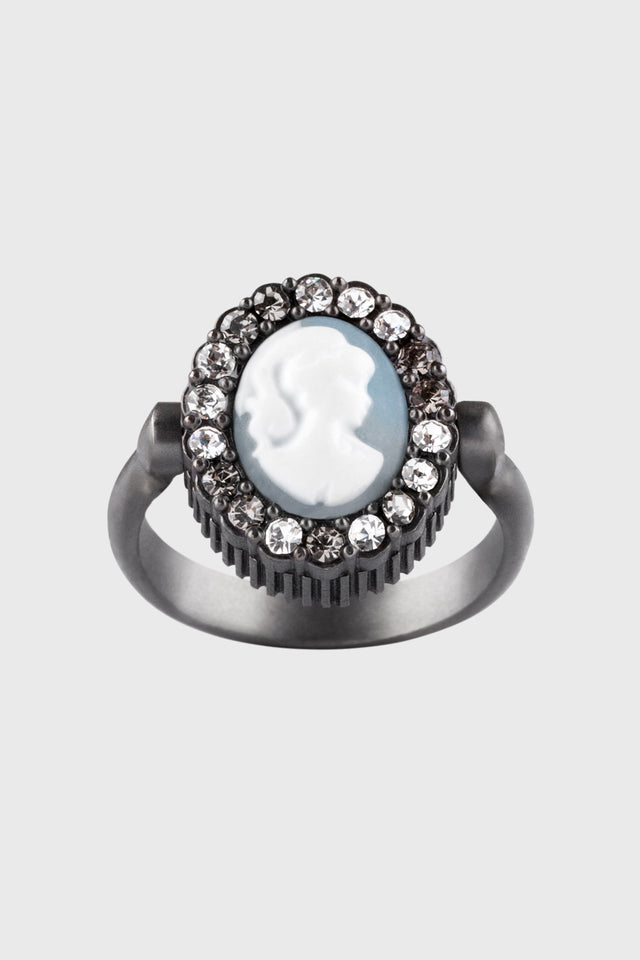 ports 1961 ANTIQUE VICTORIAN BROOCH CRYSTAL RING IN BLUE BLUE