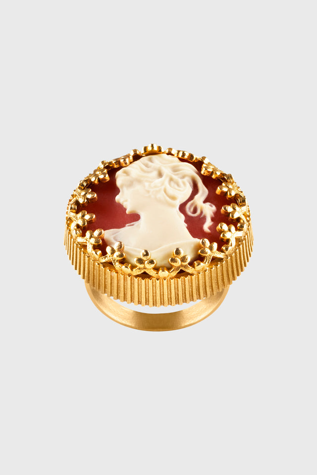 ports 1961 ANTIQUE VICTORIAN BROOCH GOLD-PLATED RING IN PEACH ORANGE