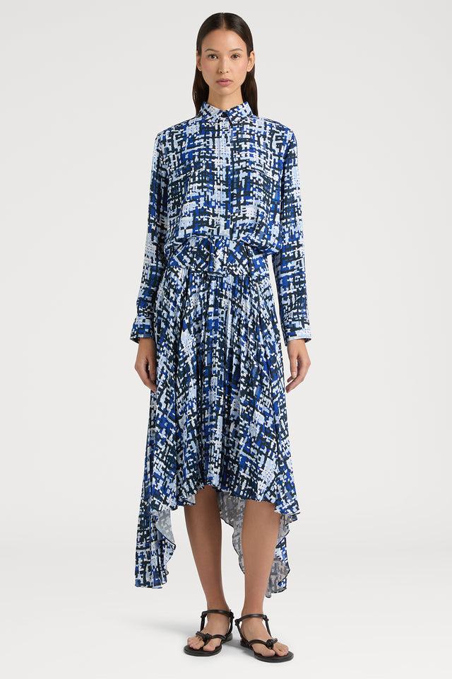 Ports 1961 ARTFULLY CRAFTED WEAVING TWEED PRINTED SHIRT MERGING CLASSIC CHARM STYLE M89-BLU BLK MIX