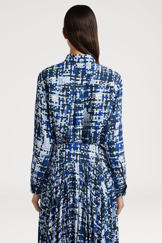 Ports 1961 ARTFULLY CRAFTED WEAVING TWEED PRINTED SHIRT MERGING CLASSIC CHARM STYLE M89-BLU BLK MIX