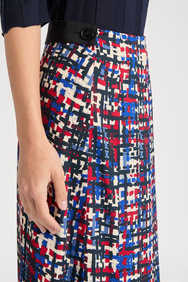 Ports 1961 ARTFULLY CRAFTED WEAVING TWEED PRINTED SKIRT MERGING CLASSIC CHARM STYLE M47-RED MIX