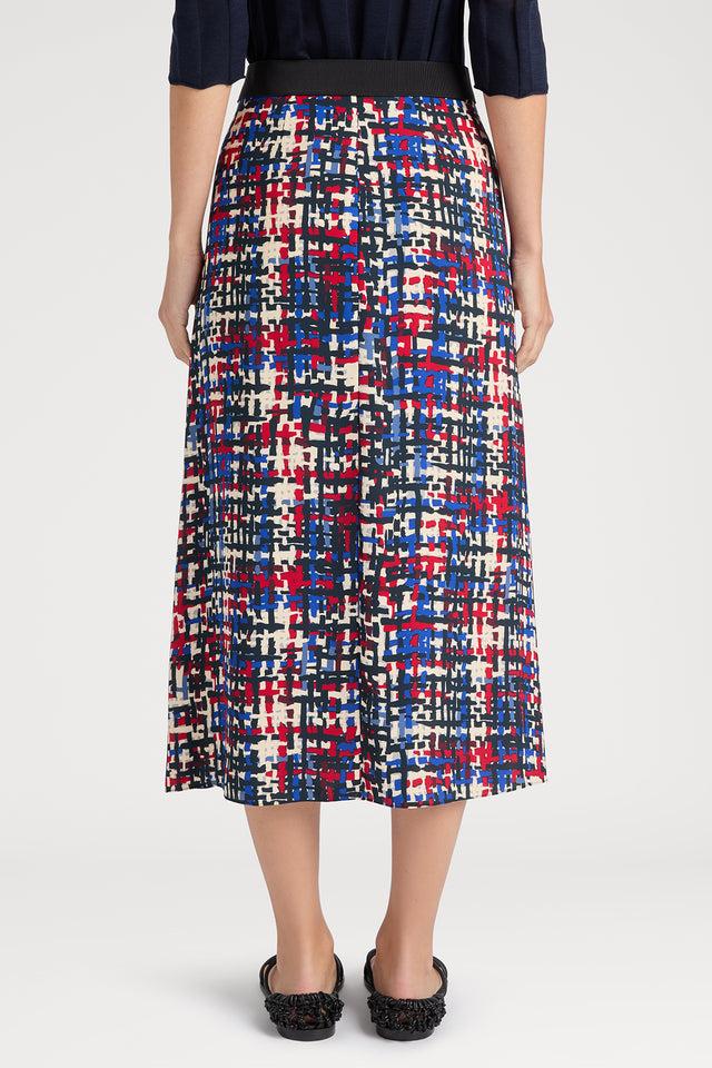 Ports 1961 ARTFULLY CRAFTED WEAVING TWEED PRINTED SKIRT MERGING CLASSIC CHARM STYLE M47-RED MIX