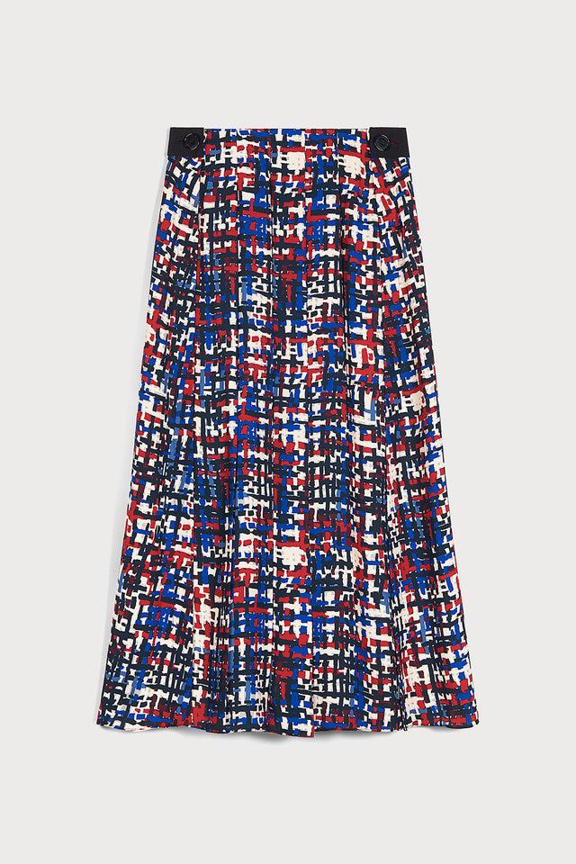 ports 1961 ARTFULLY CRAFTED WEAVING TWEED PRINTED SKIRT MERGING CLASSIC CHARM STYLE M47-RED MIX