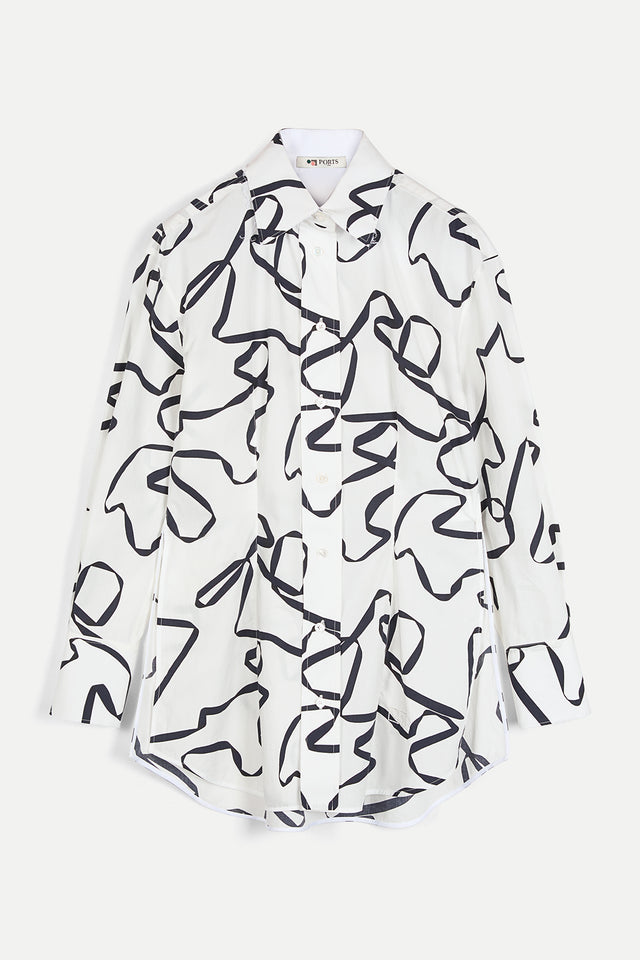 ports 1961 ARTISTIC EXPRESSION BLOUSE 08C-NAVY & WHITE