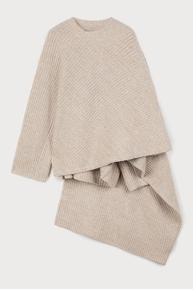ports 1961 ASYMMETRICAL WRAP KNITWEAR T53-BROWN MIX