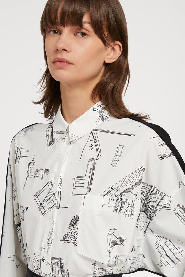 Ports 1961 BAUHAUS PRINT SHIRT DRESS 091-BLACK&WHITE