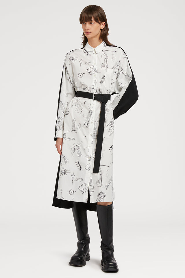 Ports 1961 BAUHAUS PRINT SHIRT DRESS 091-BLACK&WHITE