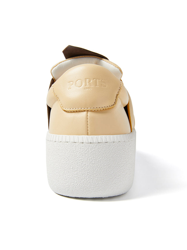 Ports 1961 BI-Color Brown & Cream Platform Iconic Bee Sneaker 05E - BROWN & CREAM