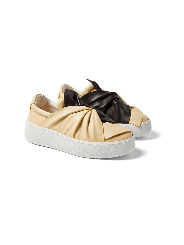 ports 1961 BI-Color Brown & Cream Platform Iconic Bee Sneaker 05E - BROWN & CREAM