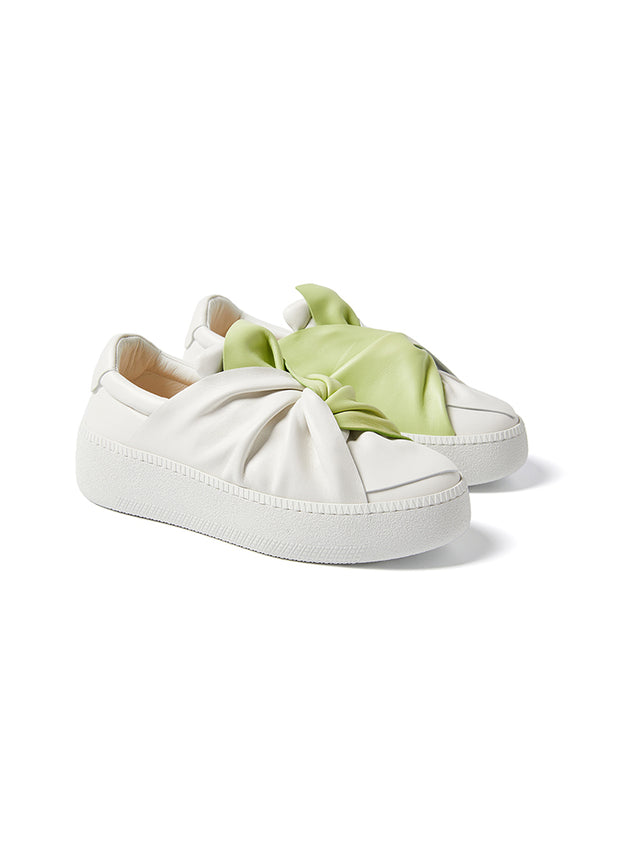 ports 1961 BI-Color White & Pistachio Platform Iconic Bee Sneaker 016 - WHITE & GREEN
