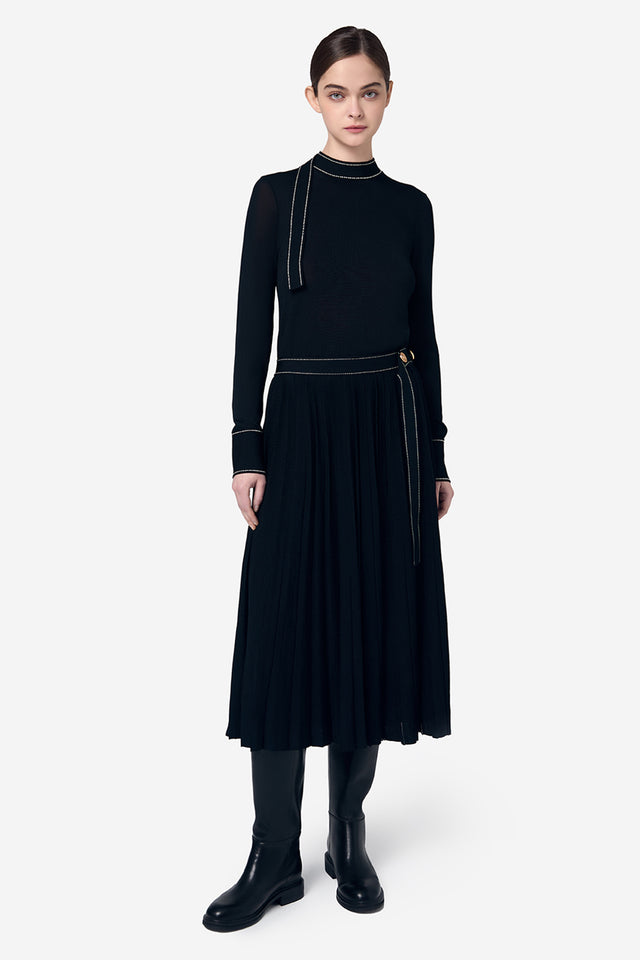 Ports 1961 BLACK CONTRAST STITCHING ROUND-NECK KNITWEAR BLACK
