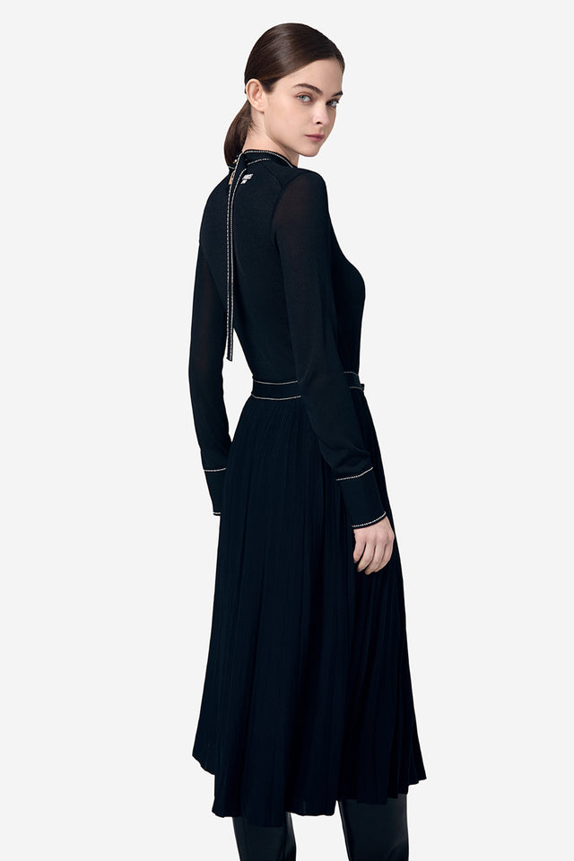 Ports 1961 BLACK CONTRAST STITCHING ROUND-NECK KNITWEAR BLACK