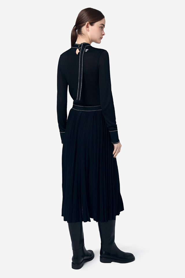 Ports 1961 BLACK CONTRAST STITCHING ROUND-NECK KNITWEAR BLACK