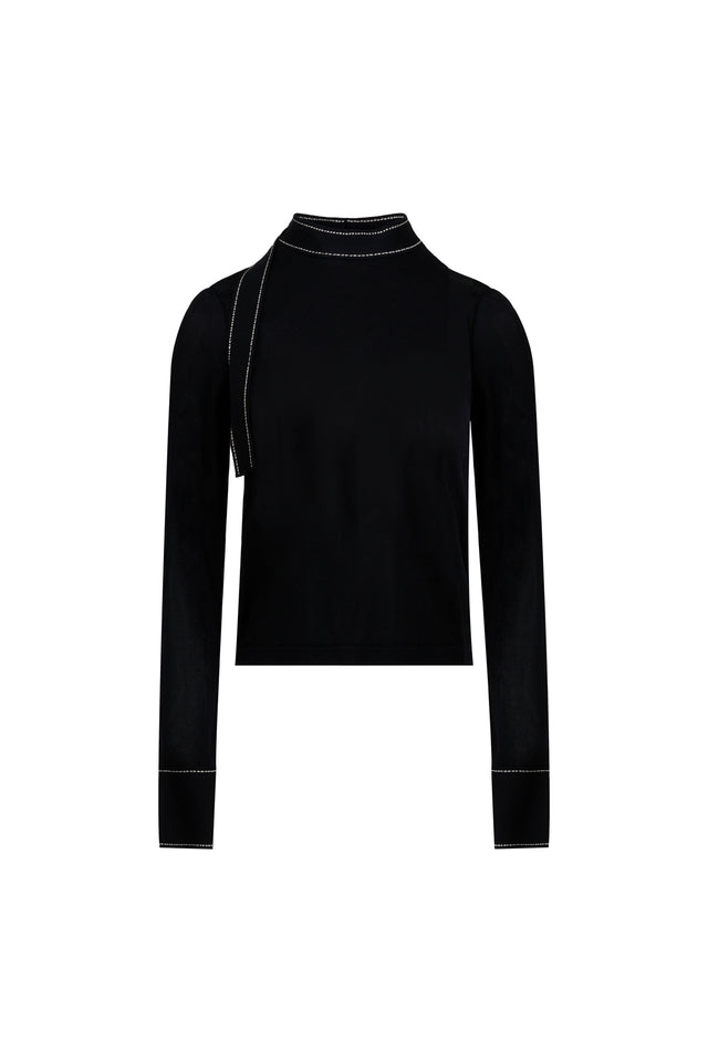 ports 1961 BLACK CONTRAST STITCHING ROUND-NECK KNITWEAR BLACK