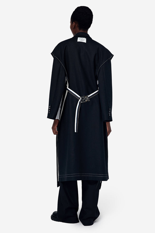 Ports 1961 BLACK POLYESTER WOOL CUT OUT JACKET BLACK